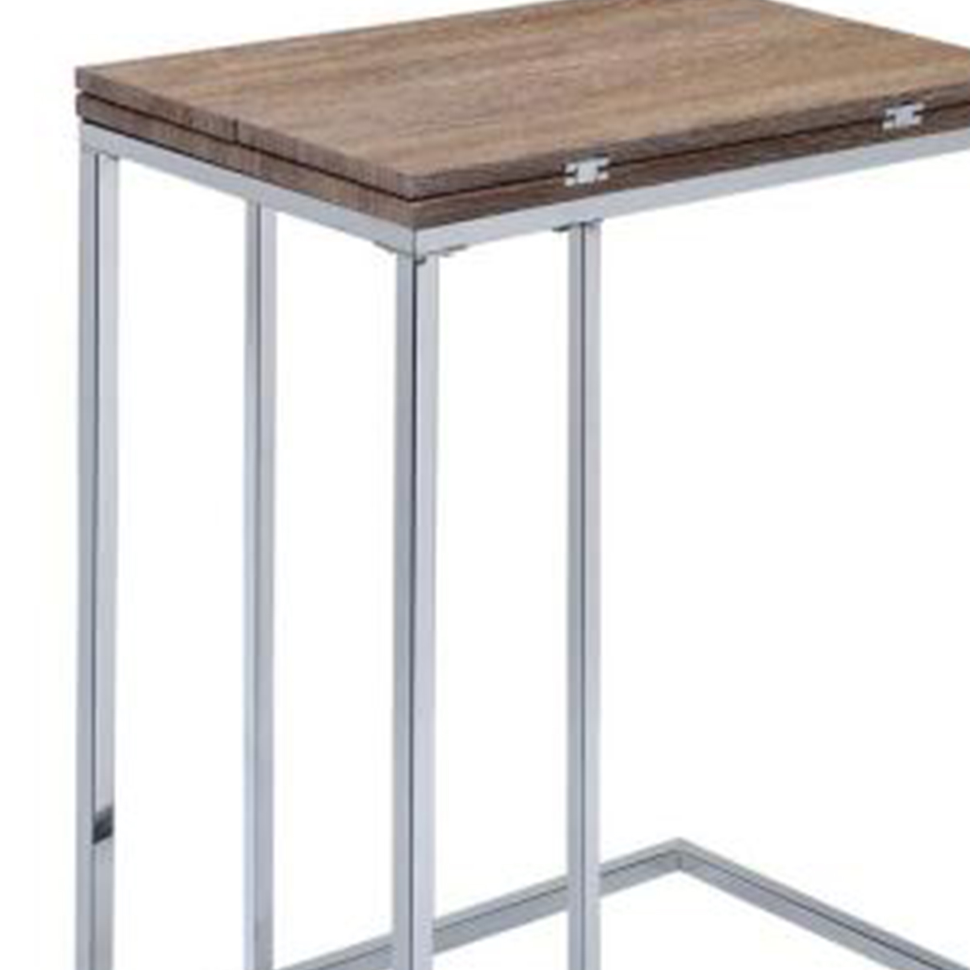 Vogue Side Table, Weathered Oak & Chrome