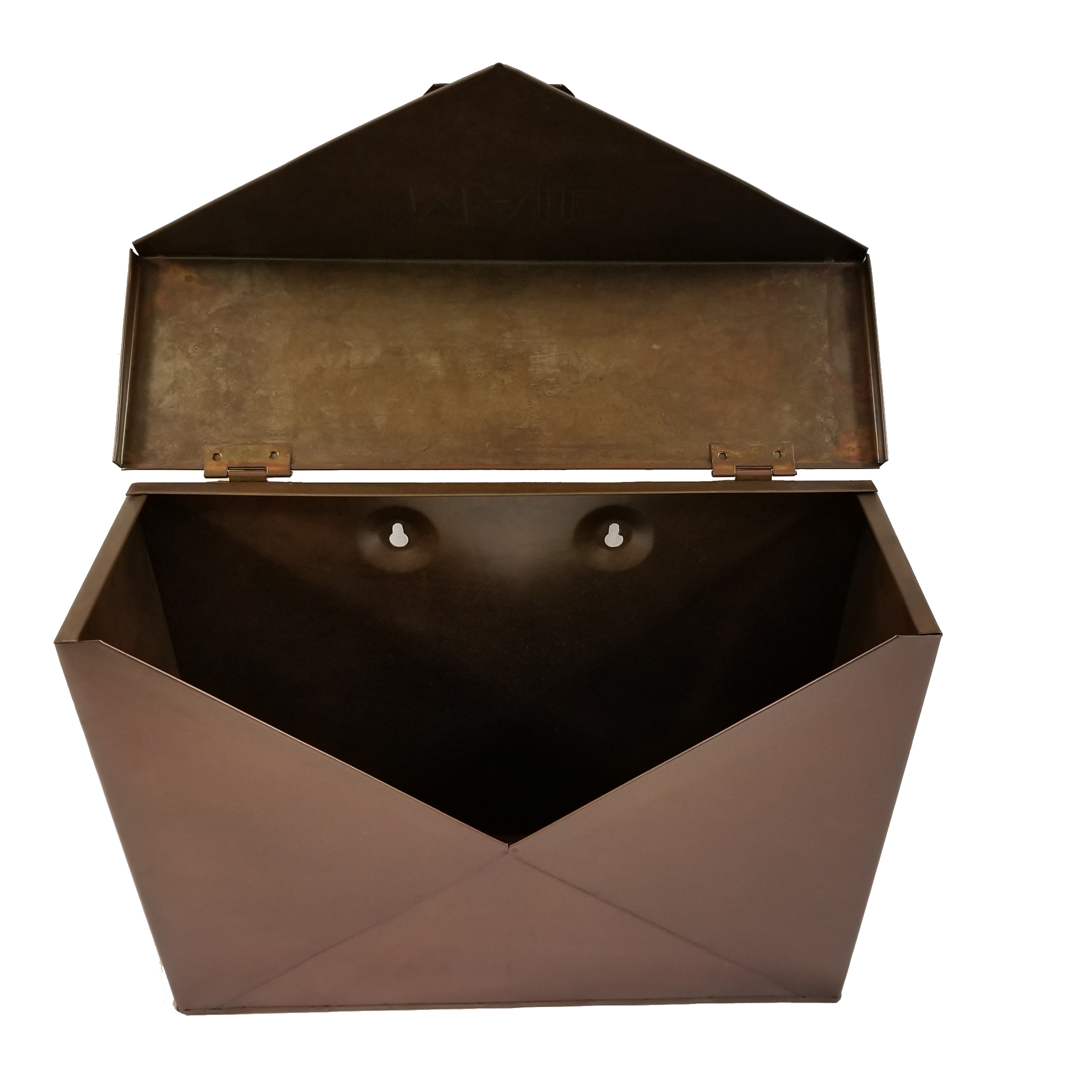 Envelope Shaped Wall Mount Metal Mail Box, Copper