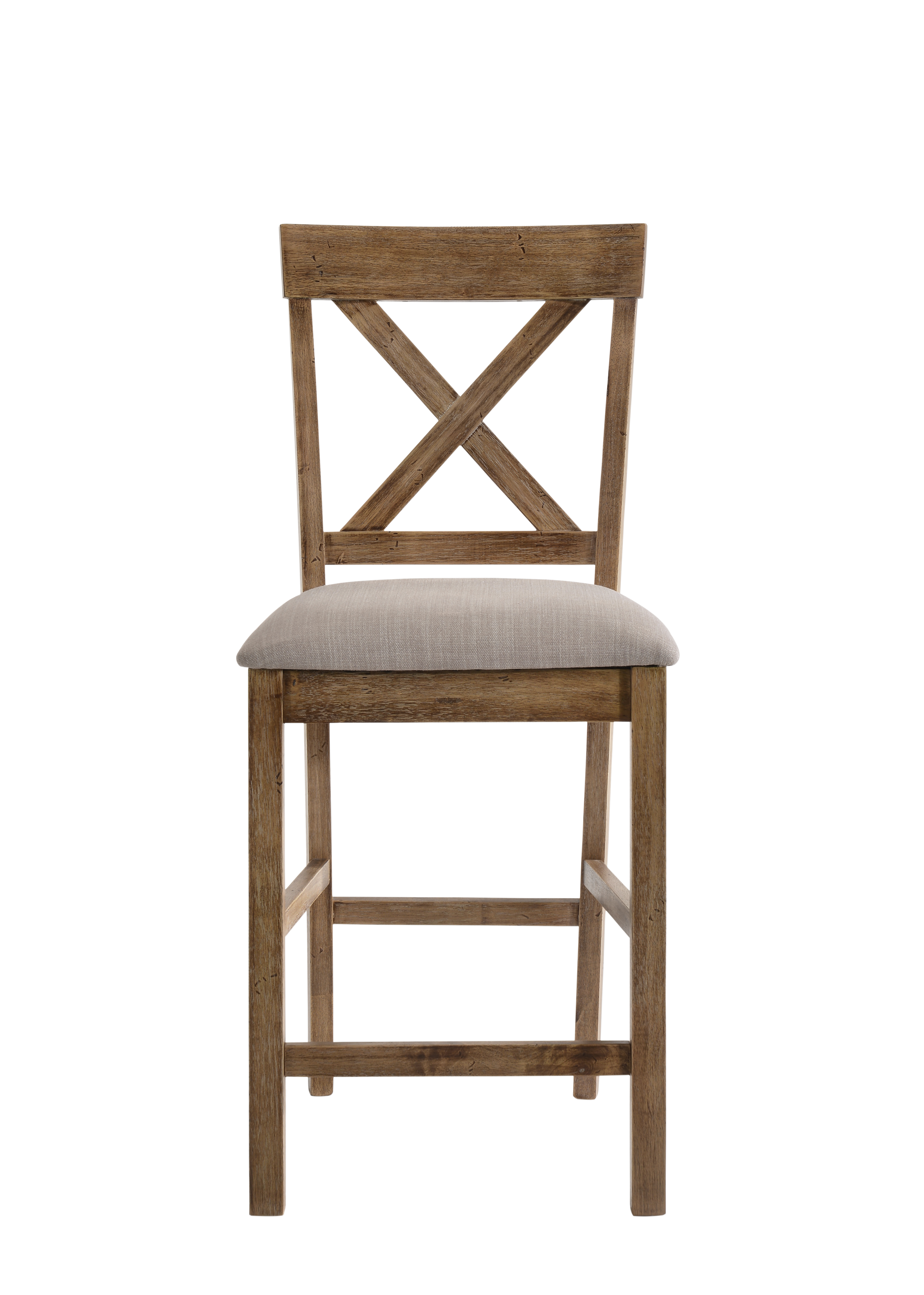 Fabric Upholstered Wooden Counter Height Chair,Set of 2,Brown and Gray