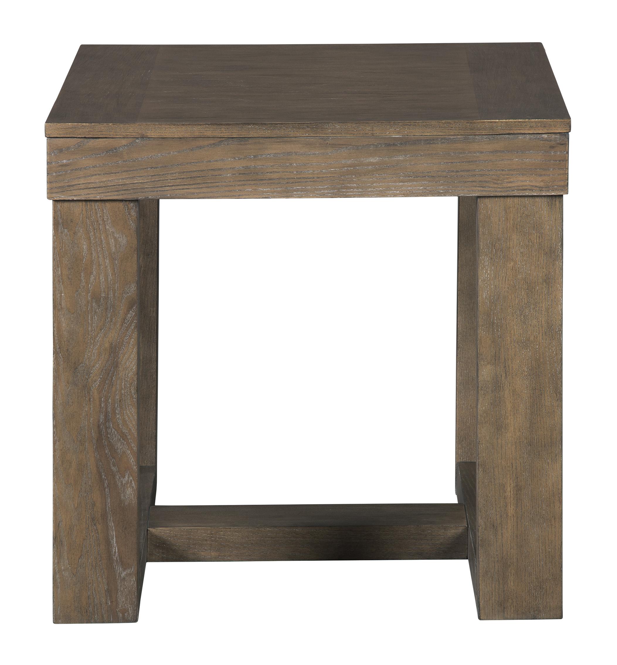 Grained Wooden Frame End Table with Trestle Base, Taupe Brown