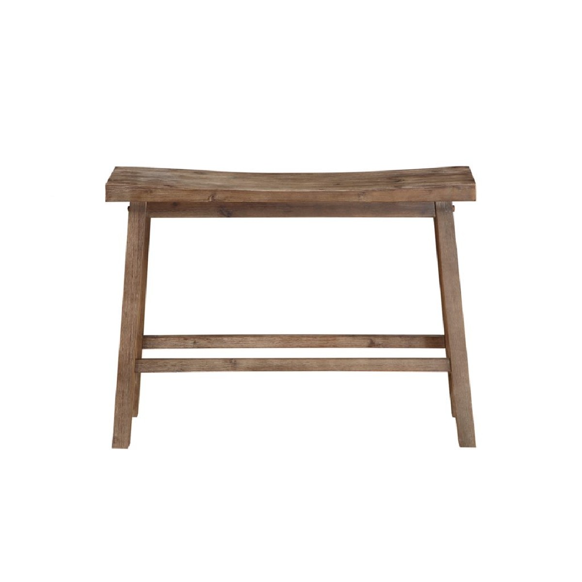 Saddle Seat Wooden Bench with Canted Frame, Oak Brown