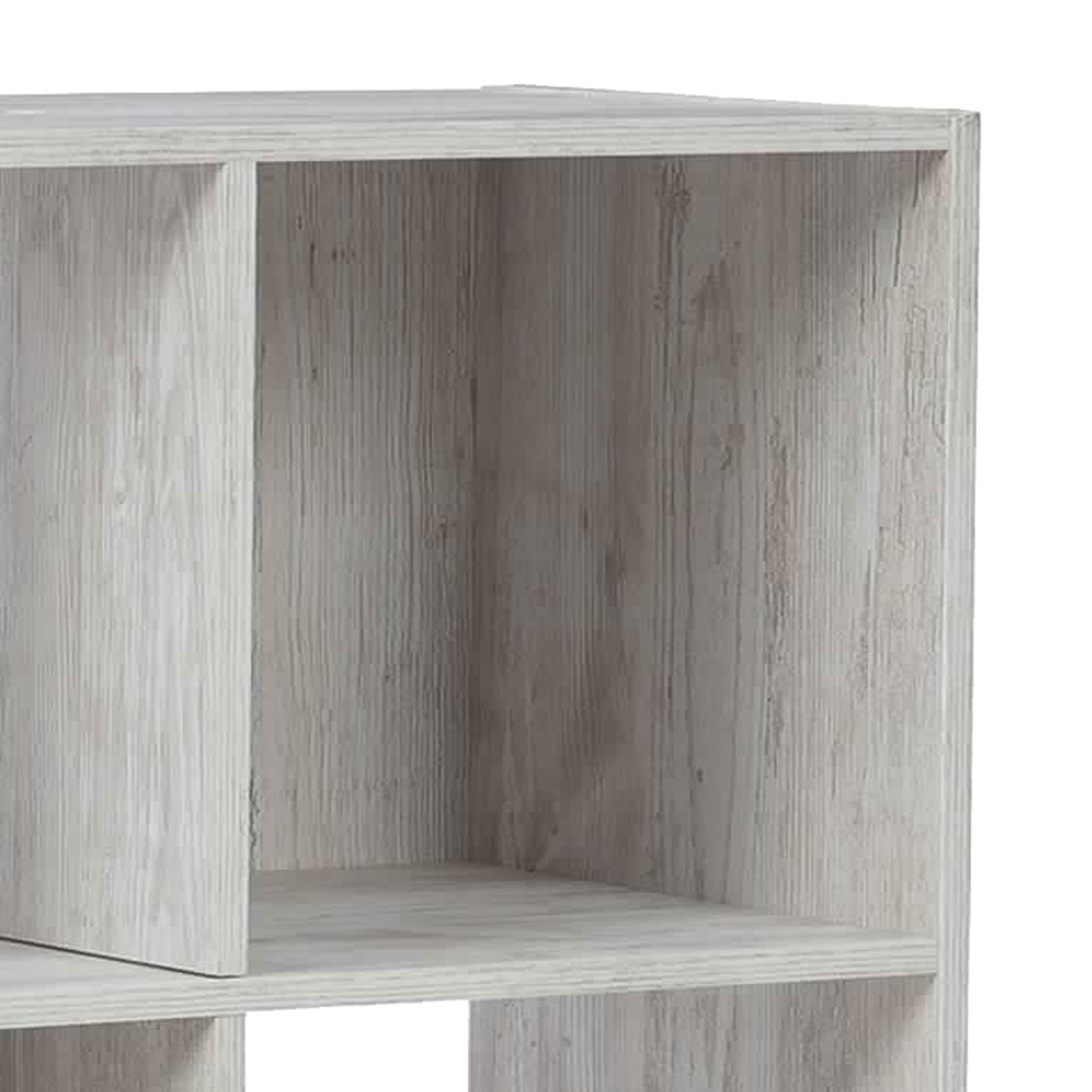 6 Cube Wooden Organizer with Grain Details, Washed White