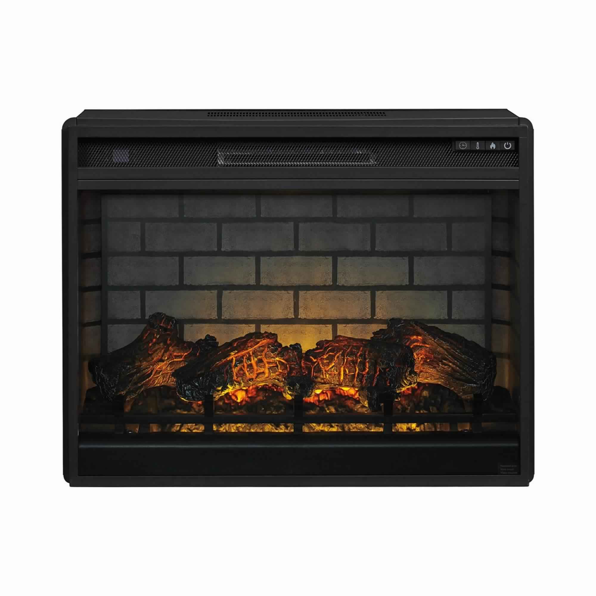 31.25 Inch Metal Fireplace Inset with 7 Level Temperature Setting, Black