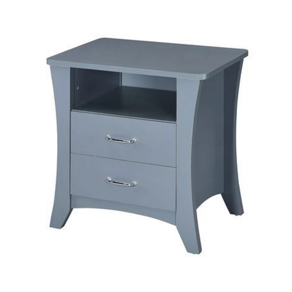 Accent Table with 2 Drawers and Open Compartment, Gray