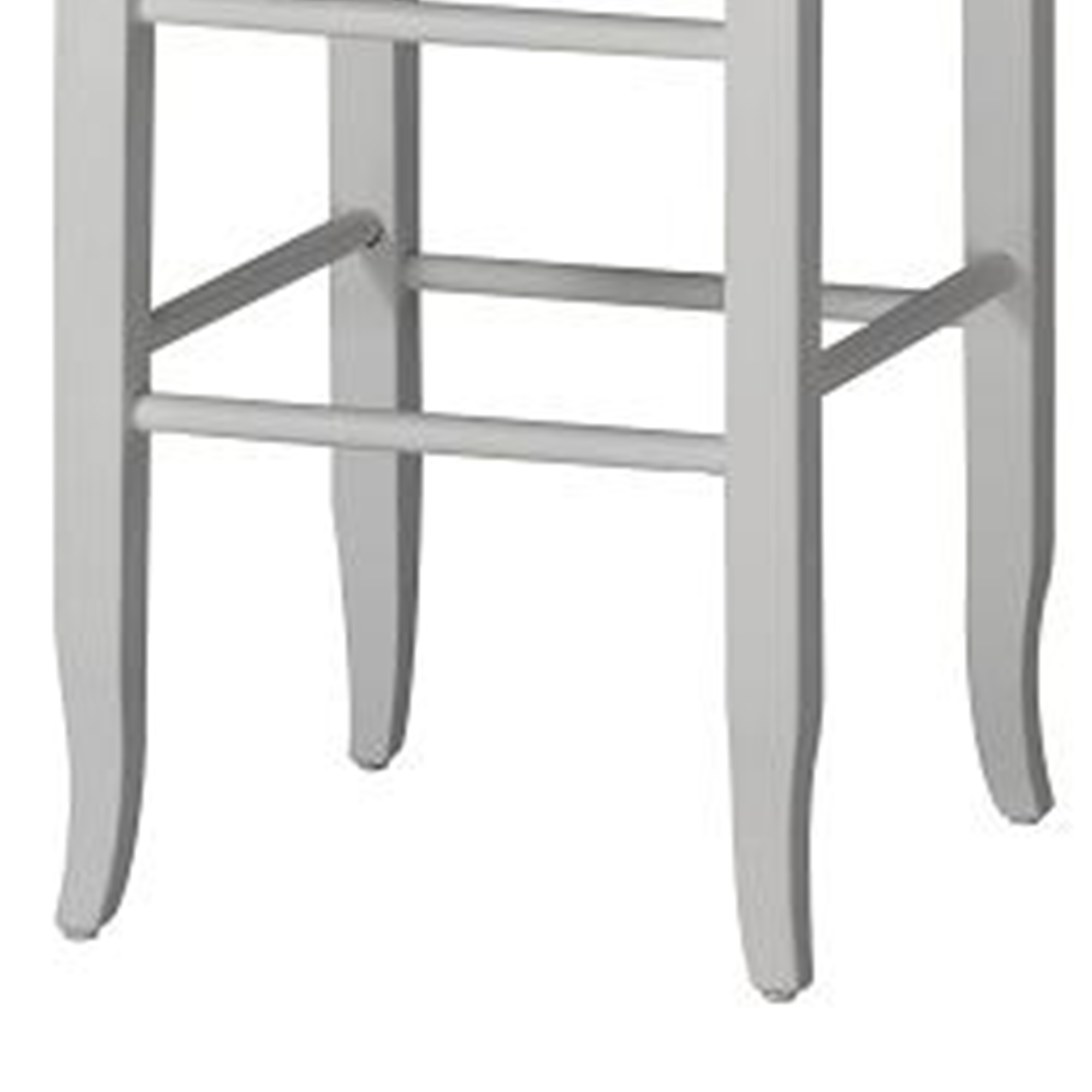 Square Wooden Frame Barstool with Hand Woven Rush, White and Brown
