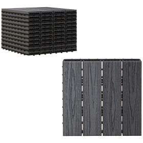 Outsunny 12x12 Interlocking Patio Tiles, 11PCS WPC Quick Interlocking, Resistant To Rot and Splintering, DIY, for Porch, Balcony, Grey