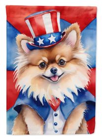 Pomeranian Patriotic American Garden Flag Mailbox Flag Decorative Yard Flag Banner Outside Patio Artwork Yard Flower Beds, Garden Size, Multicolo