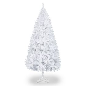 6 FT Artificial Christmas Tree with 800 Branch Tips and Sturdy Metal Stand, White
