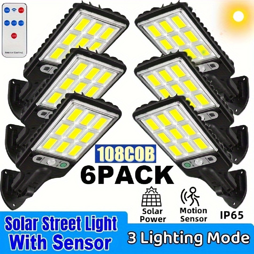 Waterproof Mini Solar Outdoor Light Street Light 108LED With Remote Control (Option: 6pcs)
