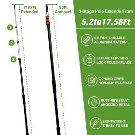Picker With Telescoping Extension Pole, Reach Aluminium Telescoping Pole, Telescopic Fruit Tree Picker Tool For Picking Orange Mango Avocado Lemo (Option: 18FT)