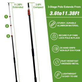 Picker With Telescoping Extension Pole, Reach Aluminium Telescoping Pole, Telescopic Fruit Tree Picker Tool For Picking Orange Mango Avocado Lemo (Option: 12FT)