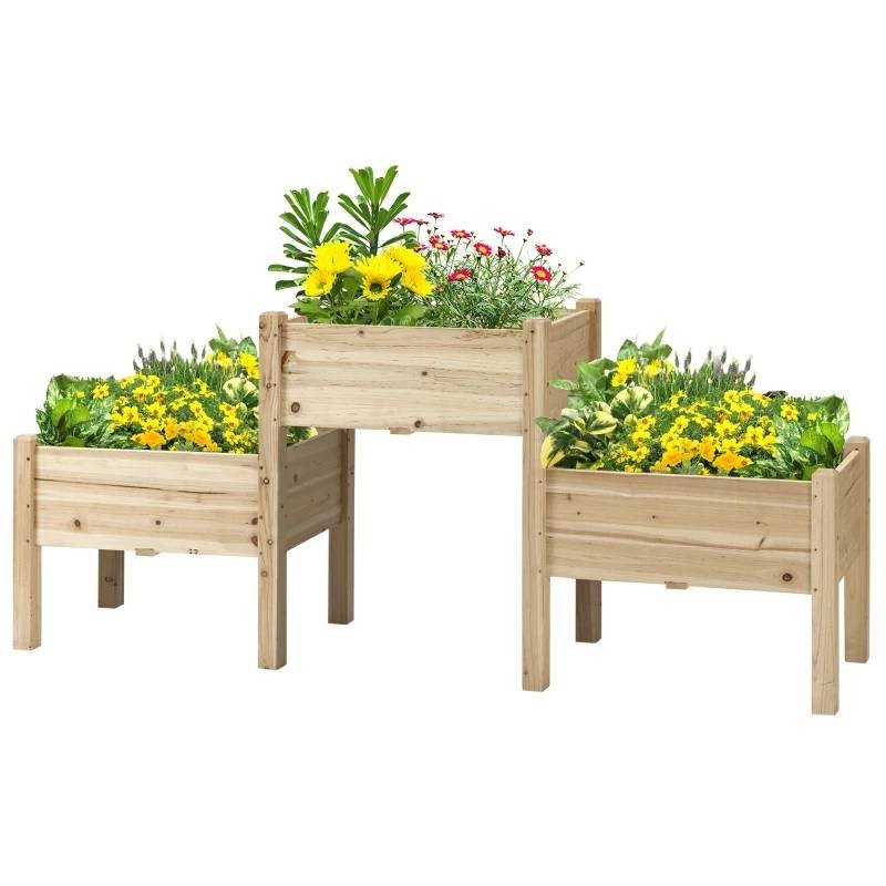 Farmhouse Wooden Elevated Raised Garden Bed Planter Box (size: 3 Piece)