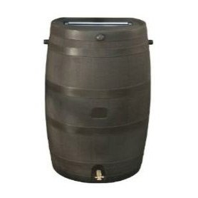 50-Gallon Rain Water Collection Barrel with Brass Spigot (Color: Brown)