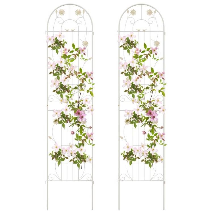 2 Pack - 7-ft Galvanized Steel Garden Trellis Metal Outdoor Finish (Color: White)