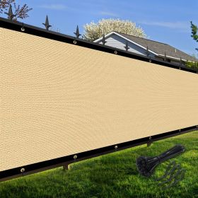 Artpuch Privacy Fence Screen Sand Customized Outdoor Mesh Panels for Backyard, Balcony,Patio,Construction Site with Zip Ties (Color: Sand, size: 5x6 ft)